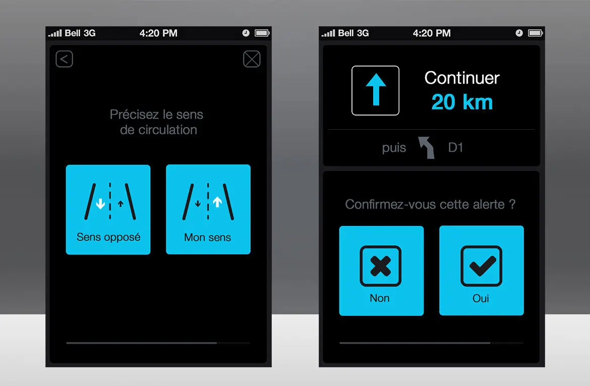 Design série écrans Michelin Navigation en mode nuit “Night Shift”