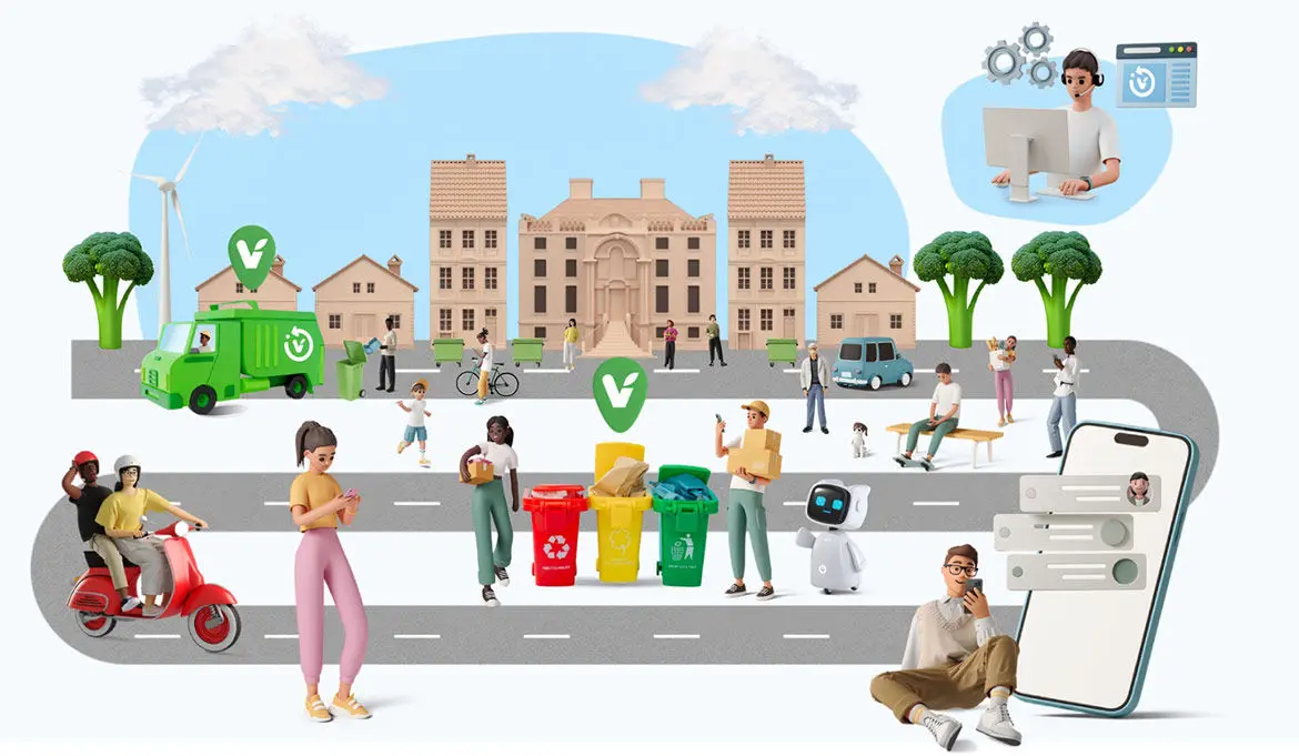 CollectiV : Illustration gestion des déchets et Services Citoyens