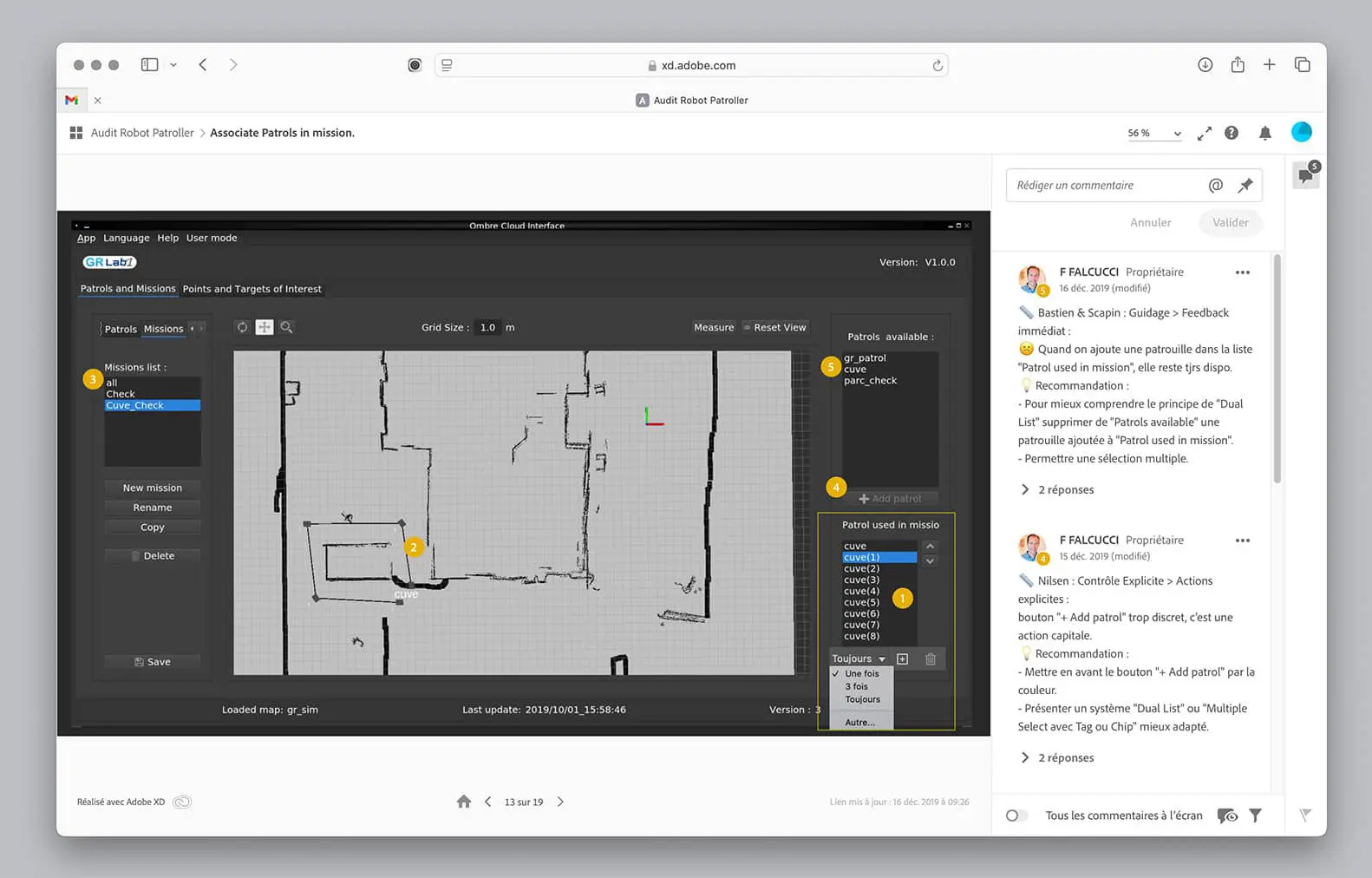 Audit ergonomique App Robot Patrouille GR100