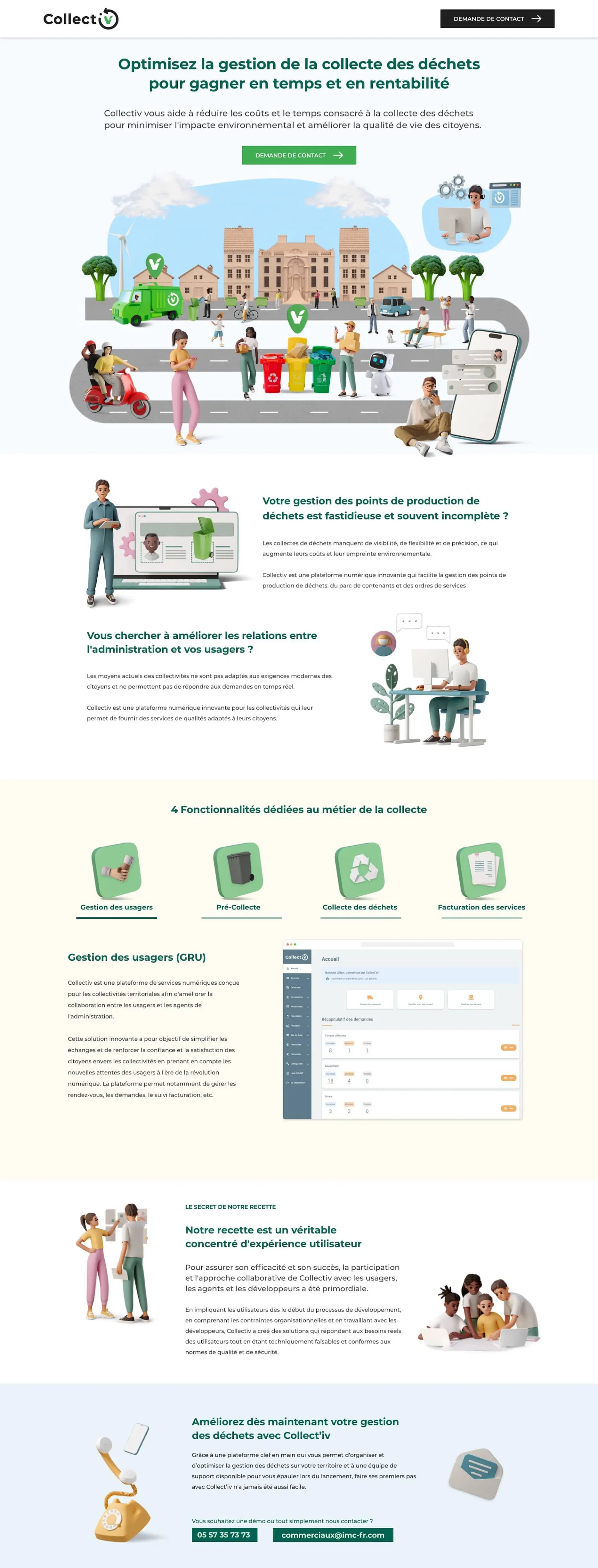 Image du design de la landing page Collect'iV